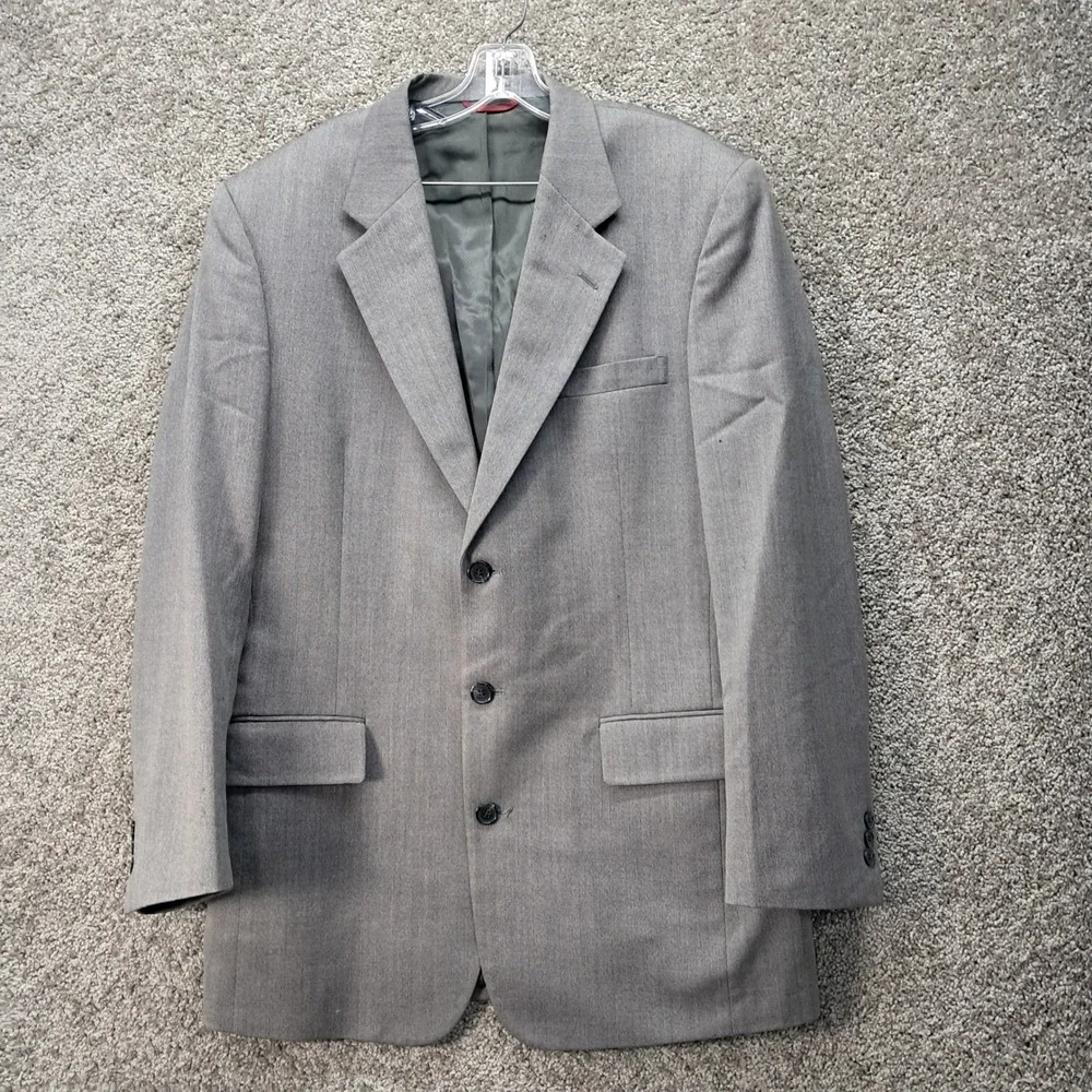 Jos.‎ A. Bank Mens Grey 100% Pure Wool 3-Button Blazer Sport Coat Jacket 42R